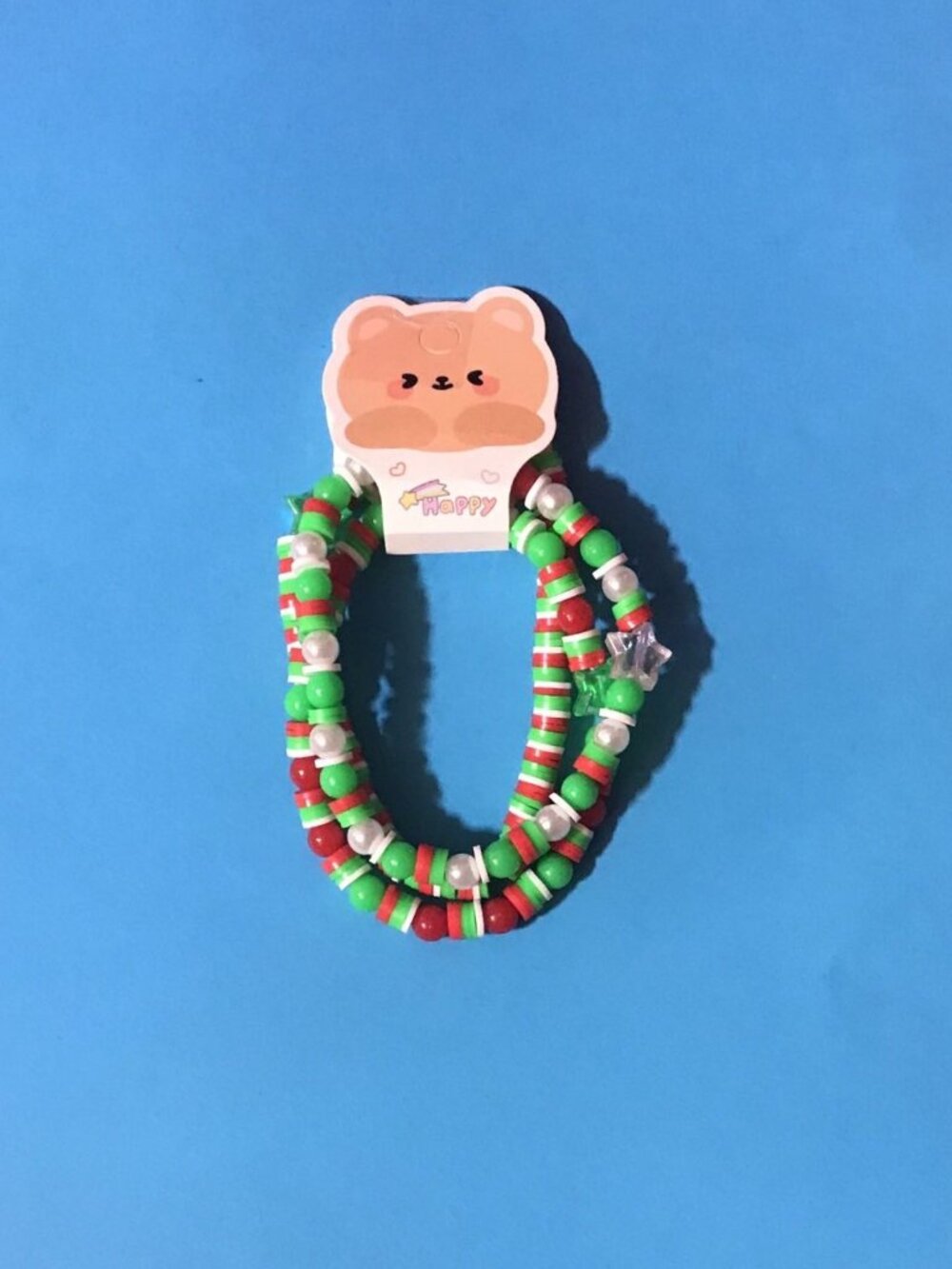 Peppermint Wishes - Set of 3 Handmade Beaded Bracelets - Stackable Jewelry